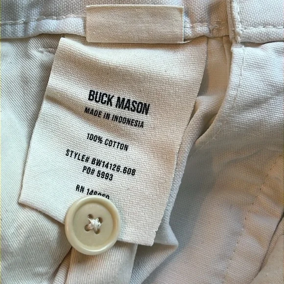 BUCK MASON High Waisted Wide Leg Twill Denim White Jean Pant - Picture 9 of 14